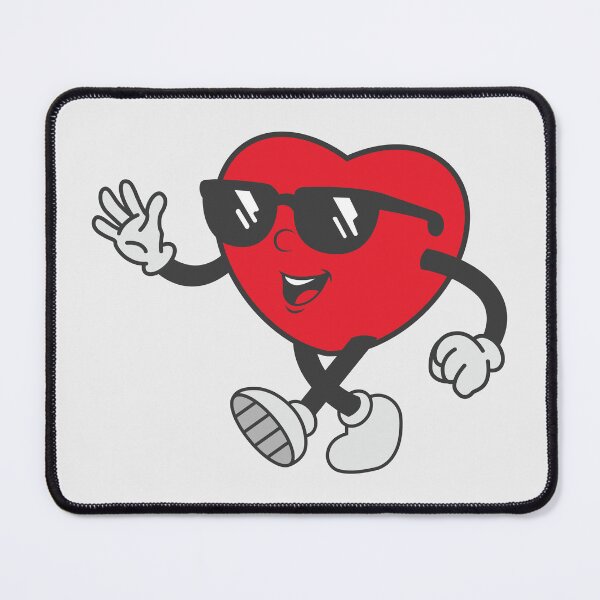 Item preview, Retro Heart Cartoon Character wearing sunglasses, walking and waving hello. Cute Heart Vintage Comic Style. designed and sold by thailerd.