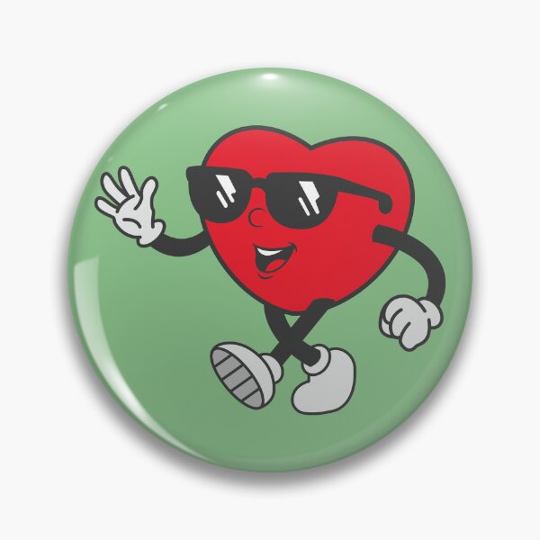 Item preview, Retro Heart Cartoon Character wearing sunglasses, walking and waving hello. Cute Heart Vintage Comic Style. designed and sold by thailerd.