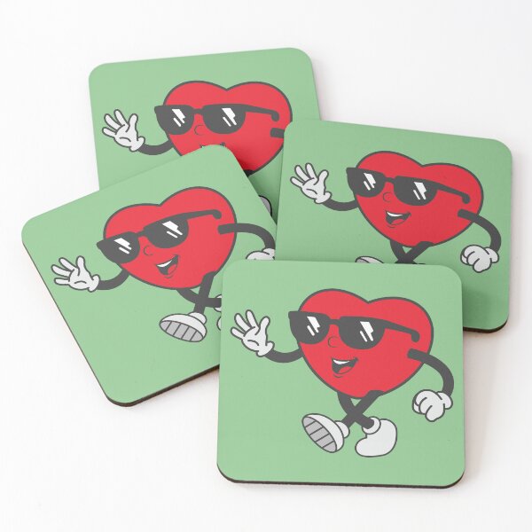 Item preview, Retro Heart Cartoon Character wearing sunglasses, walking and waving hello. Cute Heart Vintage Comic Style. designed and sold by thailerd.