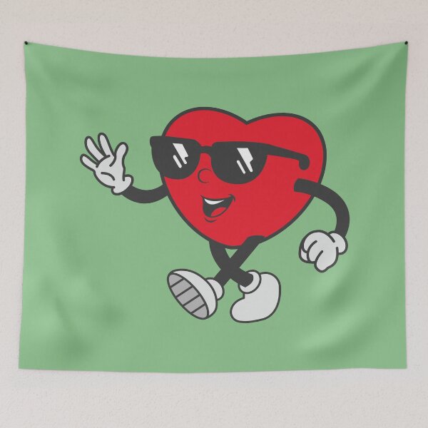 Item preview, Retro Heart Cartoon Character wearing sunglasses, walking and waving hello. Cute Heart Vintage Comic Style. designed and sold by thailerd.