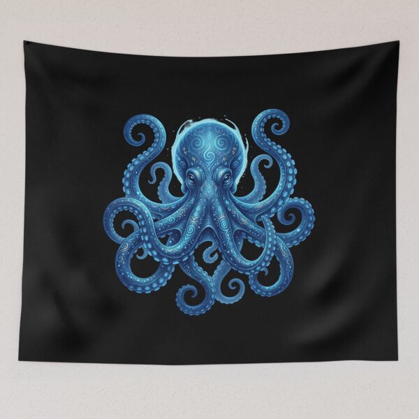 Item preview, Mystical Blue Octopus – Cosmic Fantasy Tentacle Sea Creature Ocean Art T-Shirt Design designed and sold by ZyxDes.