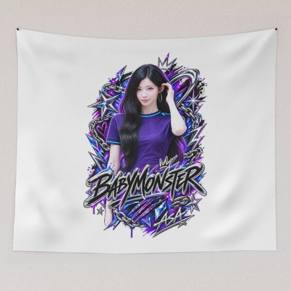 Item preview, Asa BABYMONSTER Cyber Racing Flag Graphic | Purple Chrome Art designed and sold by Valereekmerch.