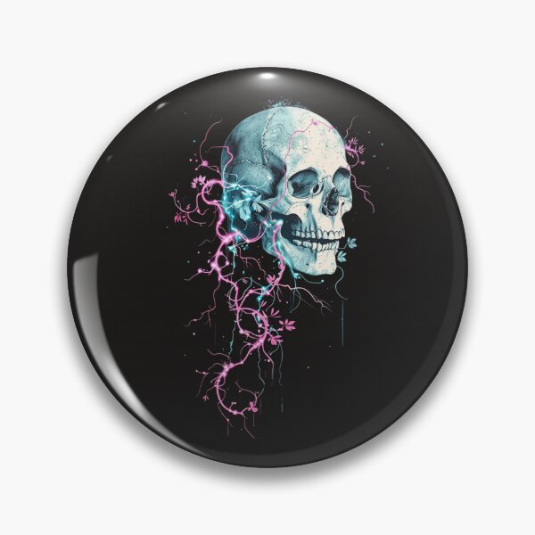Item preview, A skull entwined with digital vines and glitches designed and sold by STATIC SOUL.