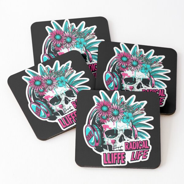 Item preview, Radical Life Neon Skull With Headphones, Tropical Flower Crown Graffiti Sticker Illustration designed and sold by KanDa-Shop.