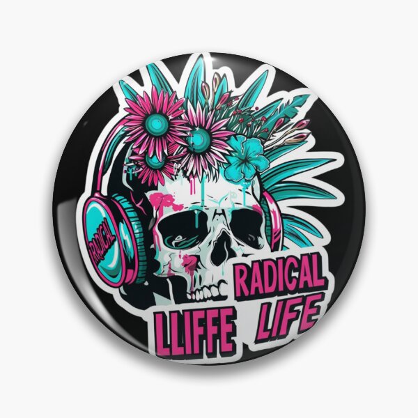 Item preview, Radical Life Neon Skull With Headphones, Tropical Flower Crown Graffiti Sticker Illustration designed and sold by KanDa-Shop.
