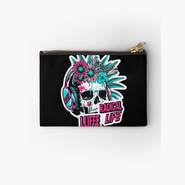 Item preview, Radical Life Neon Skull With Headphones, Tropical Flower Crown Graffiti Sticker Illustration designed and sold by KanDa-Shop.