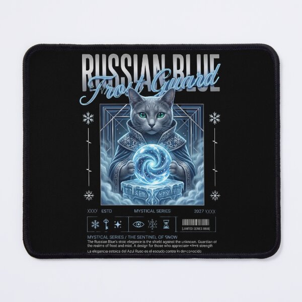 Item preview, Russian Blue Cat Frost Guardian Mystical Streetwear designed and sold by Ada’s Mystic Atelier .