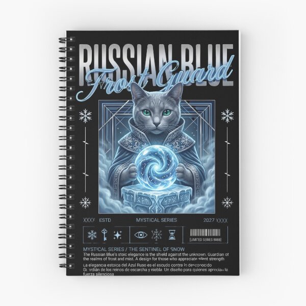 Item preview, Russian Blue Cat Frost Guardian Mystical Streetwear designed and sold by Ada’s Mystic Atelier .
