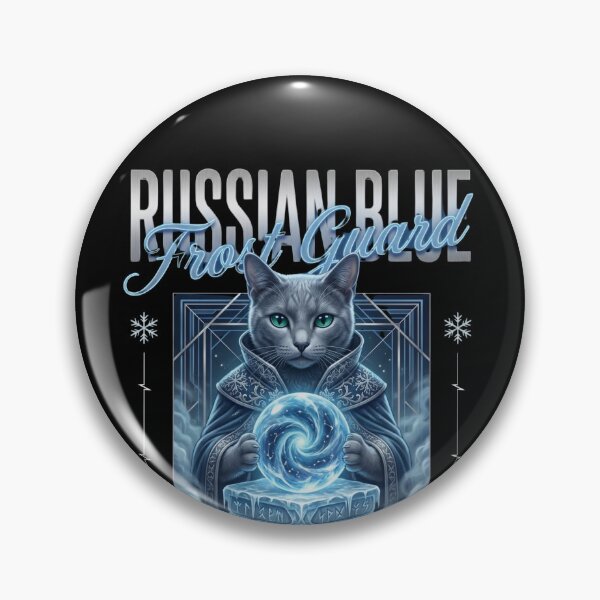 Item preview, Russian Blue Cat Frost Guardian Mystical Streetwear designed and sold by Ada’s Mystic Atelier .