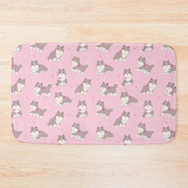 Item preview, Cute cartoon husky puppy with hearts on pink background. designed and sold by burbura.