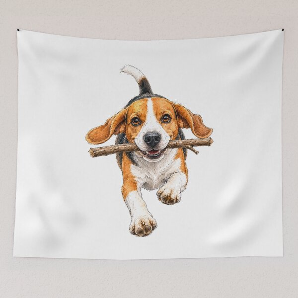 Item preview, The Best Stick in the Park – Happy Running Beagle Watercolor designed and sold by Russell Thorne.