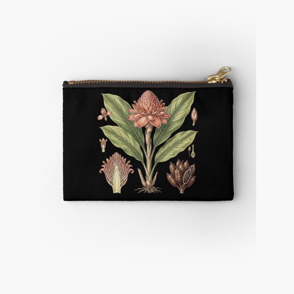 Item preview, Vintage Botanical Pink Torch Ginger – Black Dark Academia Flora Art designed and sold by Wennebabs.