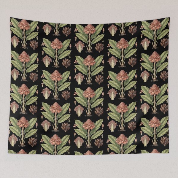 Item preview, Vintage Botanical Pink Torch Ginger – Black Dark Academia Flora Art designed and sold by Wennebabs.
