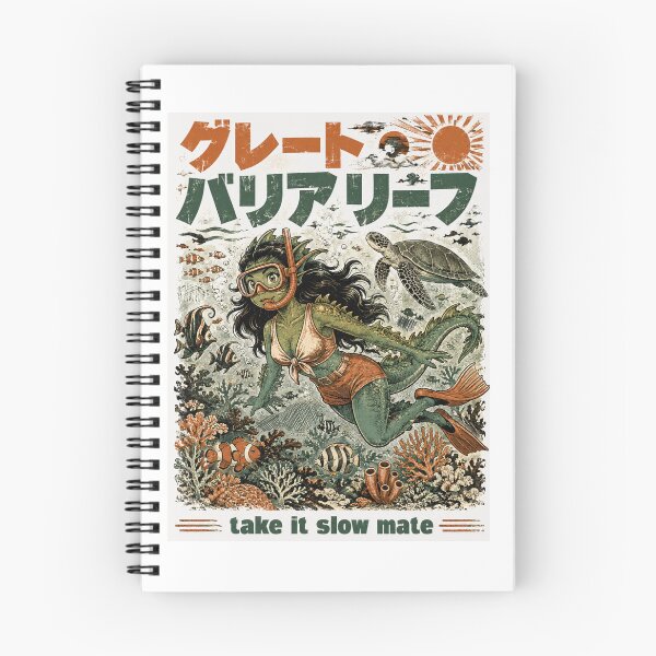 Item preview, Great Barrier Reef Take It Slow Mate Showa Retro Kaiju Girl Snorkeling designed and sold by Yellowriversss.