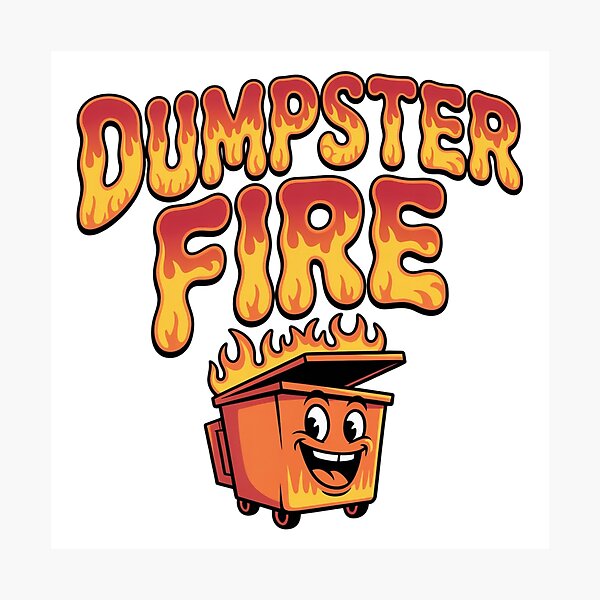 Item preview, Dumpster Fire Cartoon Typography Design designed and sold by Imaginarium of Chaos falcon88 .
