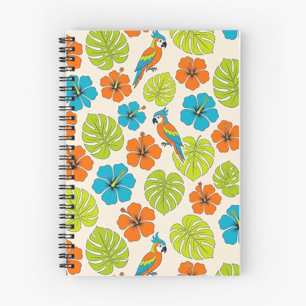 Item preview, Tropical Macaw Parrot & Hibiscus Floral Seamless Pattern designed and sold by ZanyPaintbrush.