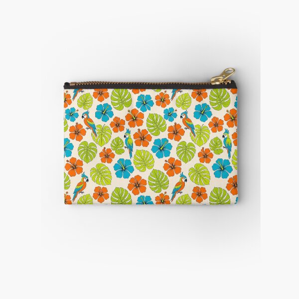 Item preview, Tropical Macaw Parrot & Hibiscus Floral Seamless Pattern designed and sold by ZanyPaintbrush.