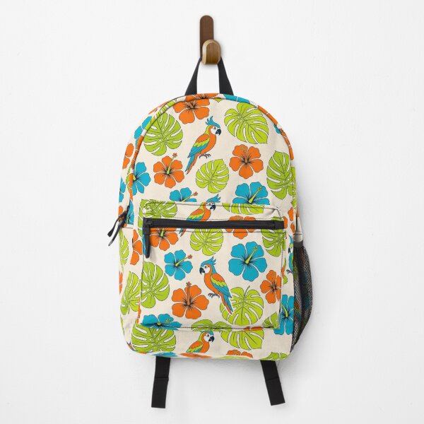 Item preview, Tropical Macaw Parrot & Hibiscus Floral Seamless Pattern designed and sold by ZanyPaintbrush.
