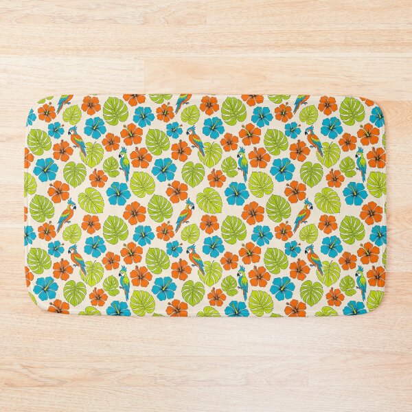 Item preview, Tropical Macaw Parrot & Hibiscus Floral Seamless Pattern designed and sold by ZanyPaintbrush.