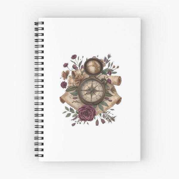 Item preview, Vintage Antique Compass Floral Map Scroll Art designed and sold by ByKayaPrints.