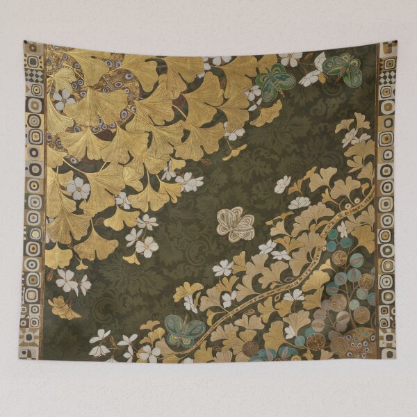 Item preview, Golden Ginkgo Garden – Gustav Klimt Inspired Gold Botanical Wall Art designed and sold by Tamas Das.