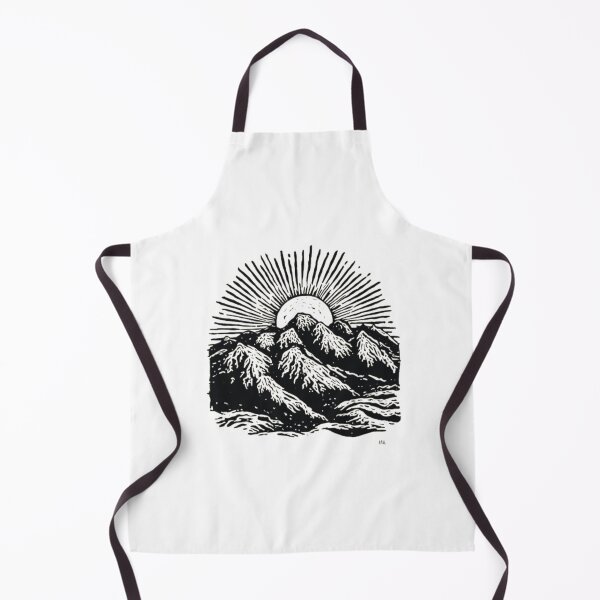 Item preview, Linocut Mountain Sunrise Black and White Woodcut Art designed and sold by ByKayaPrints.