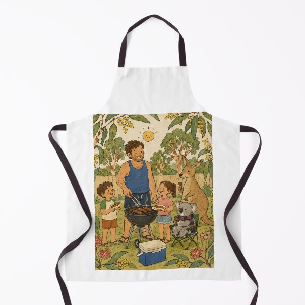 Item preview, Aussie Backyard Barbie Family Sausage Australia Father Day Sizzle With Kangaroo And Koala designed and sold by Yellowriversss.