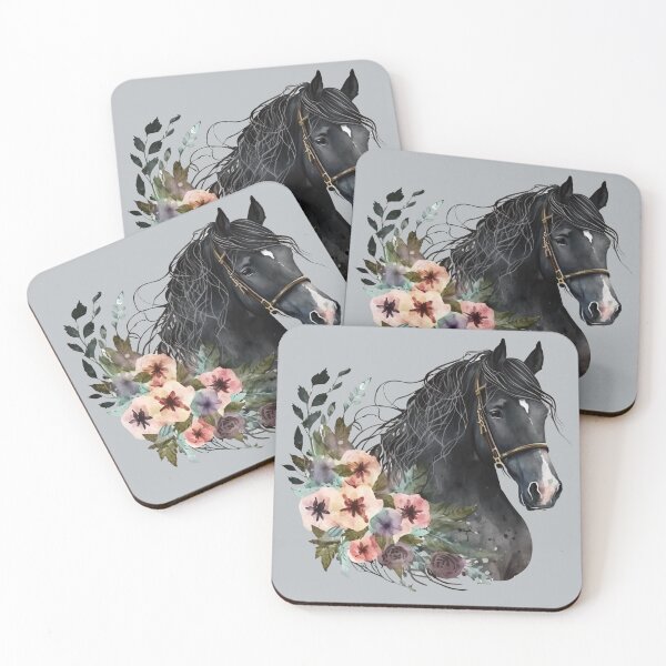Item preview, Horse Head Watercolor - Horse with Flowers designed and sold by Good-Mood-Goods.