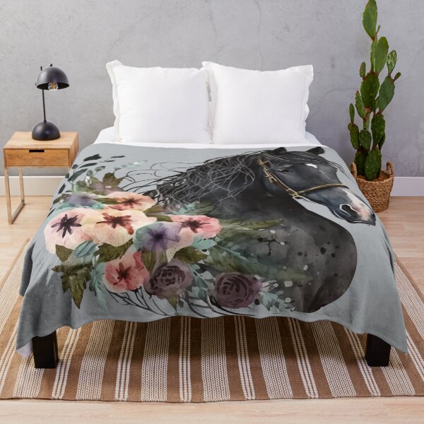 Item preview, Horse Head Watercolor - Horse with Flowers designed and sold by Good-Mood-Goods.