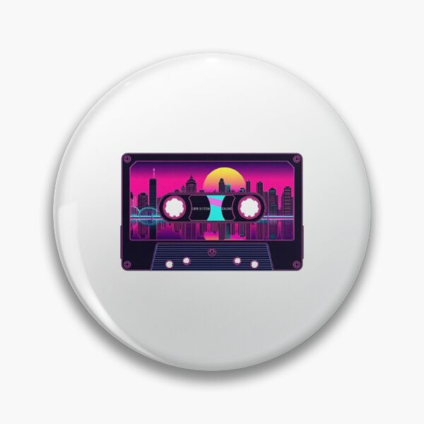 Item preview, Synthwave Cassette Tape Neon City Skyline Art designed and sold by ByKayaPrints.