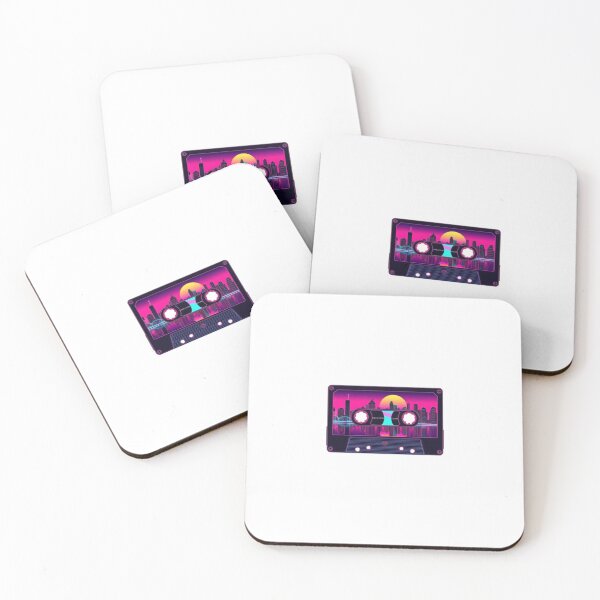 Item preview, Synthwave Cassette Tape Neon City Skyline Art designed and sold by ByKayaPrints.