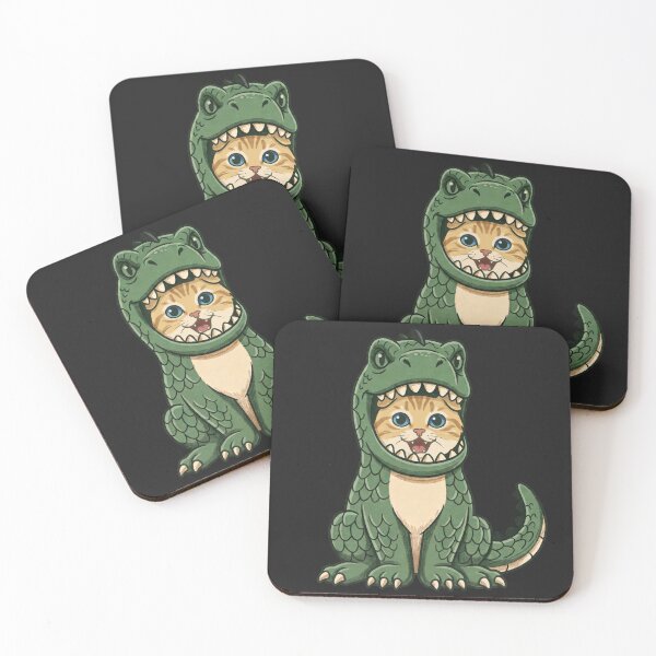 Item preview, Dino Cat Kitten in Green Dinosaur Suit Halloween designed and sold by MewSpooky.