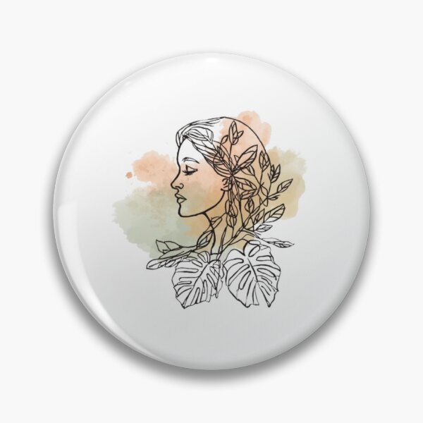 Item preview, Minimalist Line Art Woman Profile Watercolor Leaves designed and sold by ByKayaPrints.