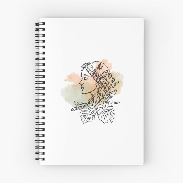Item preview, Minimalist Line Art Woman Profile Watercolor Leaves designed and sold by ByKayaPrints.