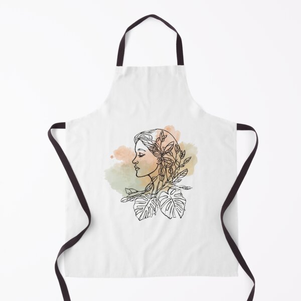 Item preview, Minimalist Line Art Woman Profile Watercolor Leaves designed and sold by ByKayaPrints.