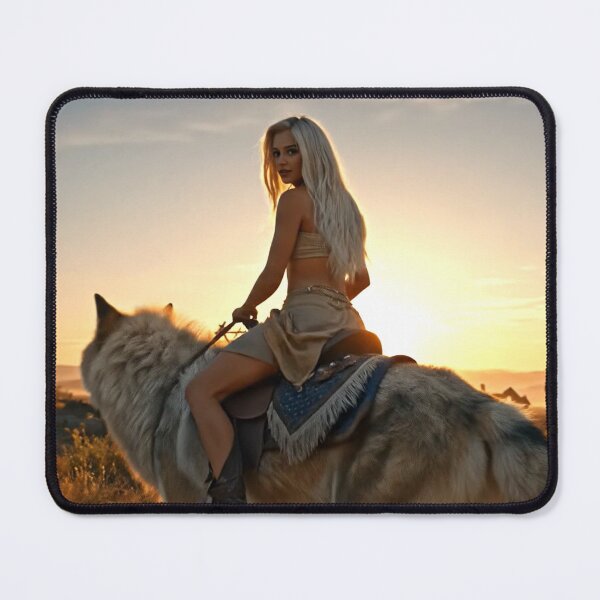 Item preview, Beautiful blonde huntress rides her wolf into the desert designed and sold by Segasprojects.