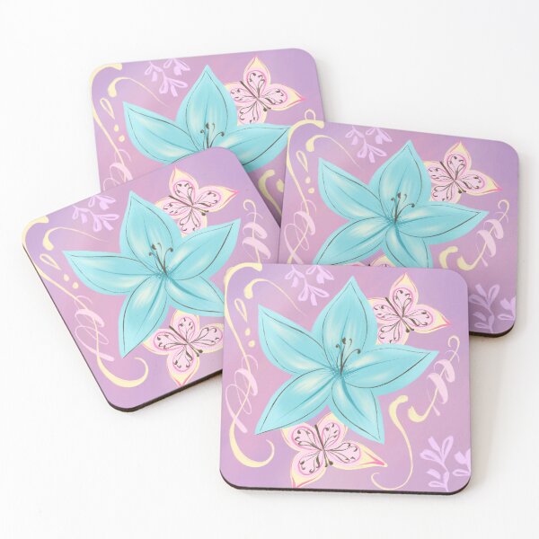 Item preview, Dreamy Blue Flower Butterfly Art designed and sold by PoeticRecipeST.