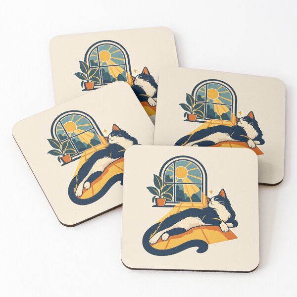 Item preview, Cat Lover Gift – Retro Cozy Cat in Sunny Window Design designed and sold by astersgraphics.