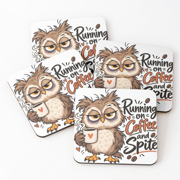 Item preview, Tired Owl Running on Coffee and Spite Funny Design designed and sold by LinaDesign Store.