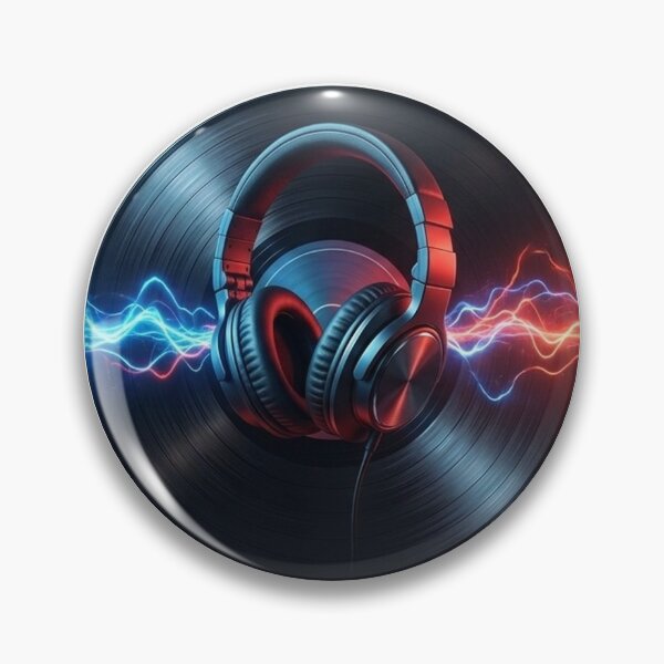 Item preview, Retro Vinyl Record Headphones Neon Sound Wave Art designed and sold by CreativeArtistL.