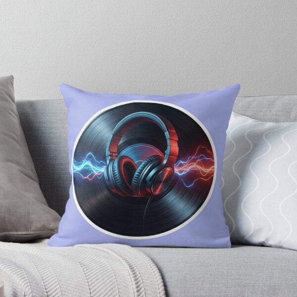 Item preview, Retro Vinyl Record Headphones Neon Sound Wave Art designed and sold by CreativeArtistL.