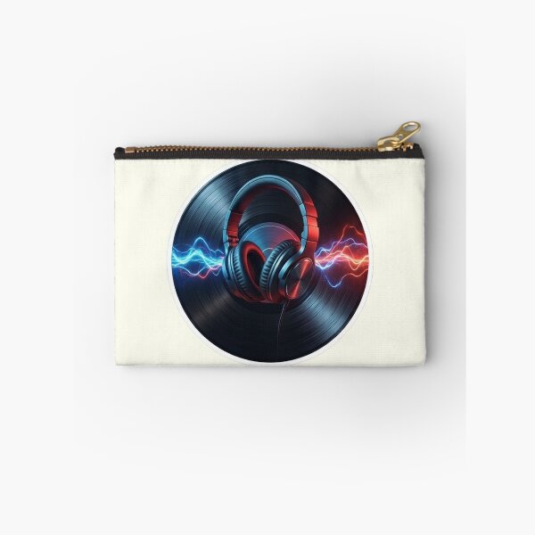 Item preview, Retro Vinyl Record Headphones Neon Sound Wave Art designed and sold by CreativeArtistL.