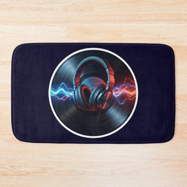 Item preview, Retro Vinyl Record Headphones Neon Sound Wave Art designed and sold by CreativeArtistL.