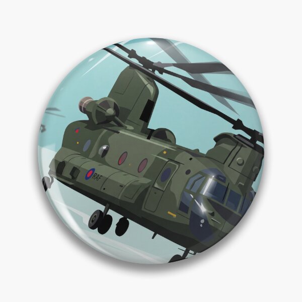 Artikelvorschau, Illustration eines RAF Chinook-Hubschraubers im Kurvenflug entworfen und verkauft von Airpower Art.