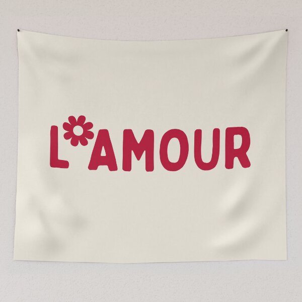 Item preview, L'Amour French Love Typography with Red Flower designed and sold by GemsAnatomy.