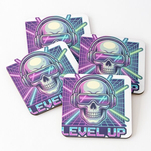 Item preview, Retro Synthwave Gamer Skull Level Up Graphic designed and sold by MaafiaArtsThai.