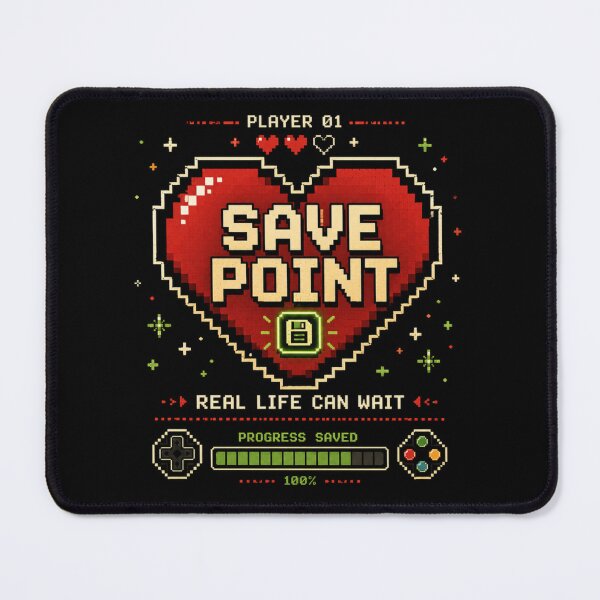 Artikelvorschau, Speicherpunkt: Das echte Leben kann warten – Retro-Gaming, Pixel-Art-Gamer-Design entworfen und verkauft von TulipsArtDesigns .