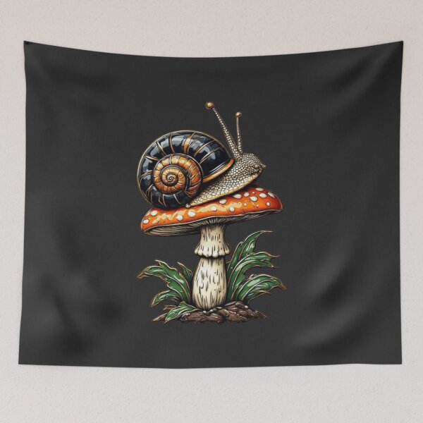 Item preview, Vintage Cloisonne Snail on Mushroom Cottagecore Aesthetic Gold Emblem Art designed and sold by Shift-Bloom.