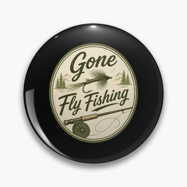 Item preview, Gone Fly Fishing Vintage Lure Emblem Design designed and sold by CalmDownZone ⭐️⭐️⭐️⭐️⭐️.