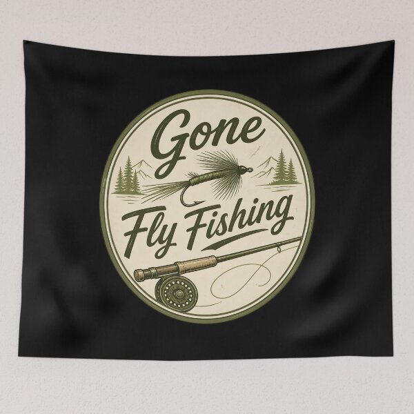 Item preview, Gone Fly Fishing Vintage Lure Emblem Design designed and sold by CalmDownZone ⭐️⭐️⭐️⭐️⭐️.